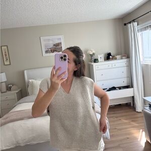 Cream Knit Sleeveless Sweater